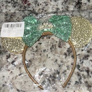 Sparkly Sequin Ears Headband - Green and Gold